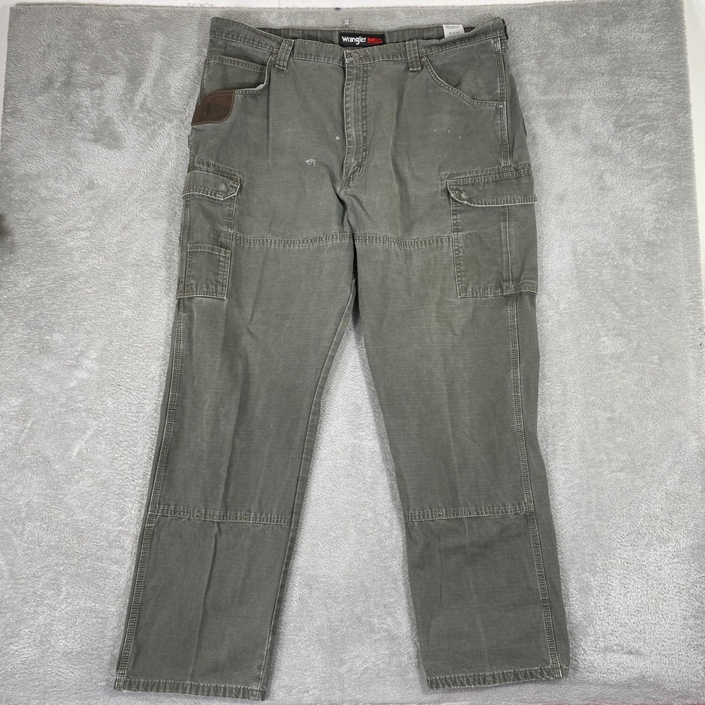 Wrangler Riggs Workwear Cargo Pants Mens‎ 42x34 Green Ripstop Utility Workwear